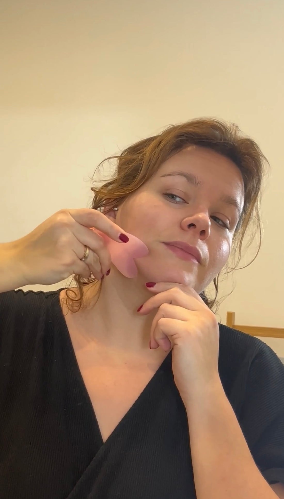 Gua Sha en Quartz rose